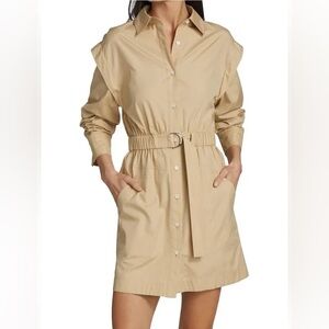Derek Lam Women's Hadley Ruched Sleeve Shirtdress